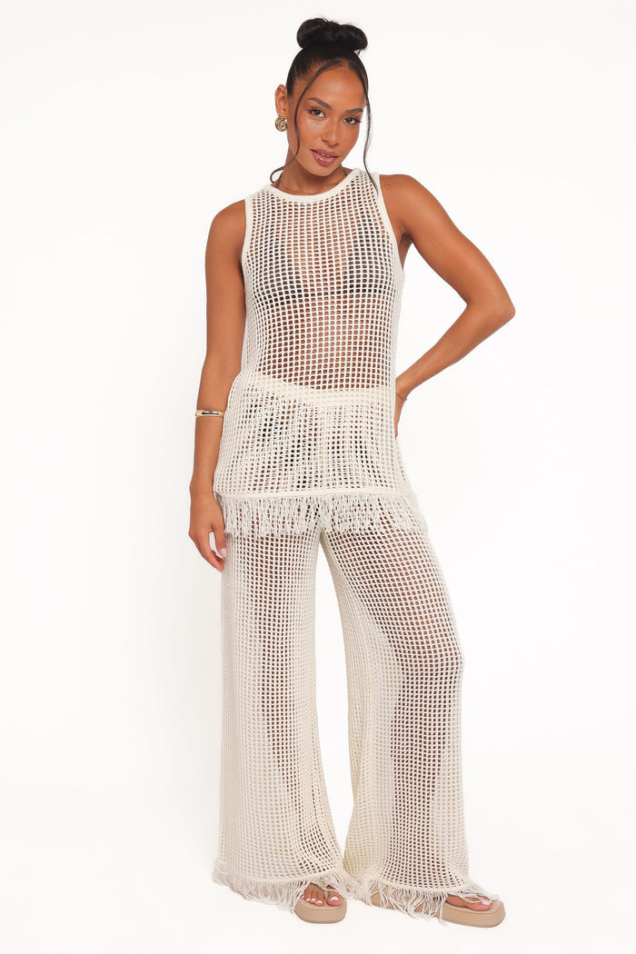 Petal and Pup USA BOTTOMS Lorna Knitted Pant - Off White