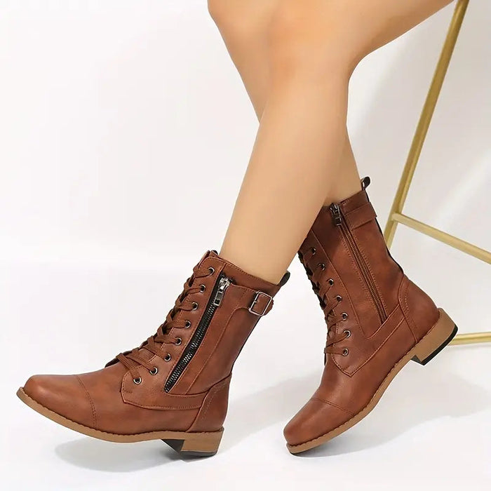 Low-Cut Lace-Up Boots for Women – Stylish & Comfortable