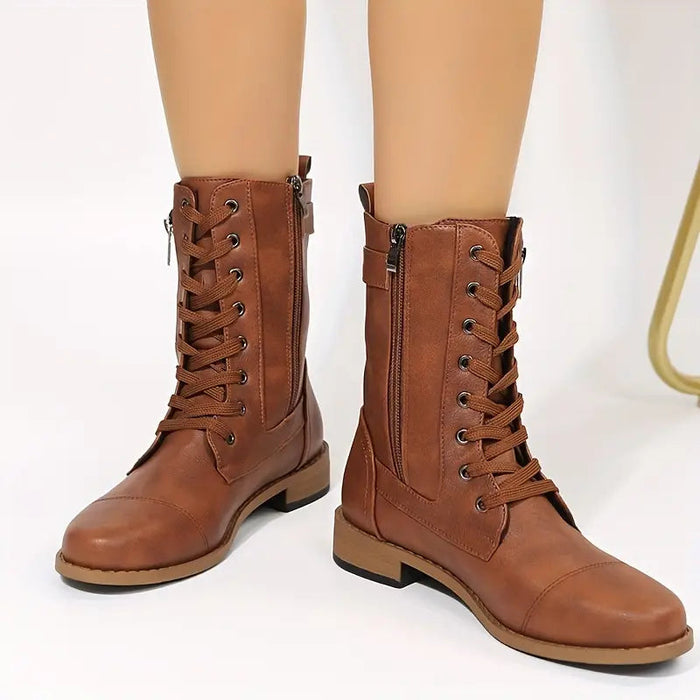 Low-Cut Lace-Up Boots for Women – Stylish & Comfortable