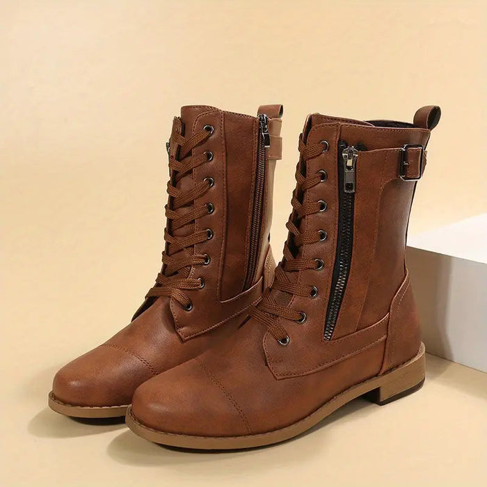 Low-Cut Lace-Up Boots for Women – Stylish & Comfortable