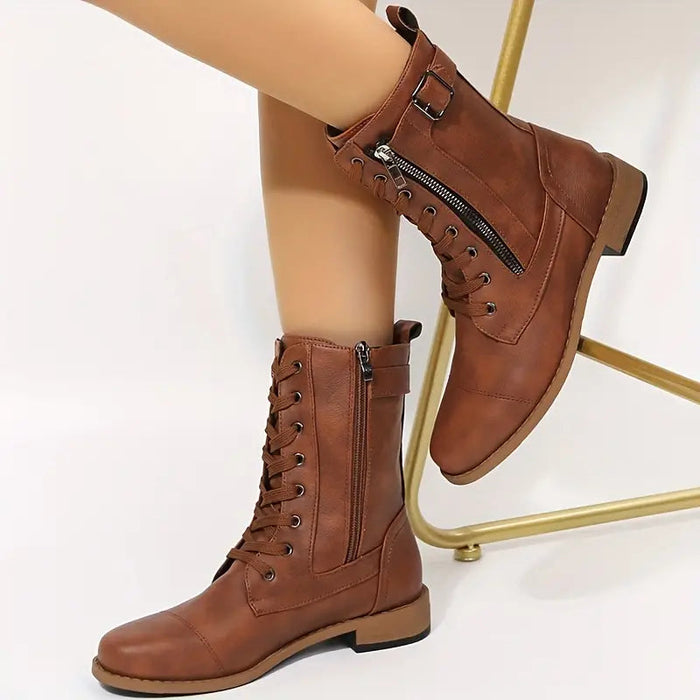 Low-Cut Lace-Up Boots for Women – Stylish & Comfortable