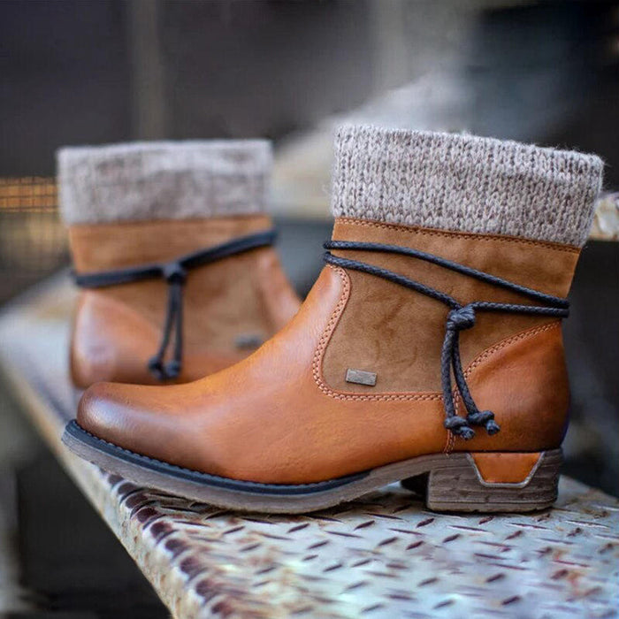 Low Heel Retro Boots for Women – Stylish & Cozy Comfort