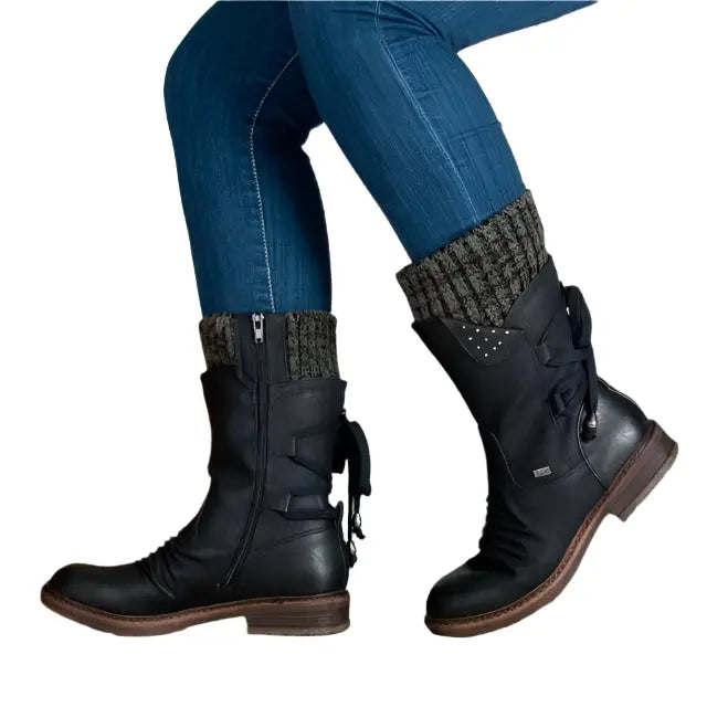 Black Ankle Boots – Orthopedic Support – Comfortable & Warm for Women