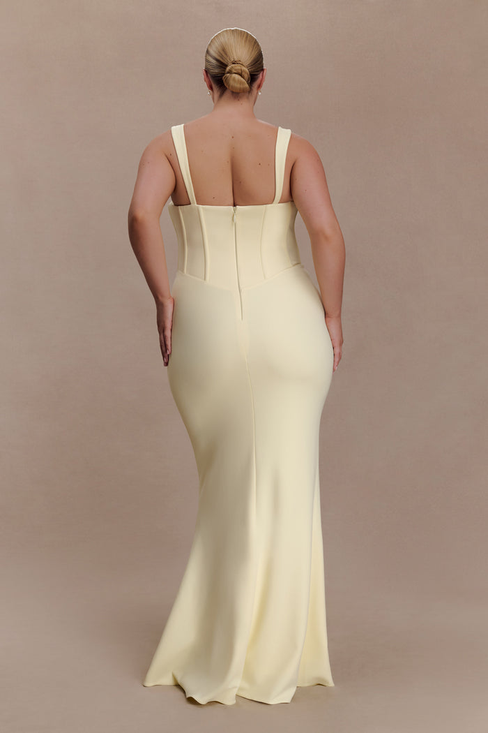 Luella Crepe Corset Maxi Dress - Lemon