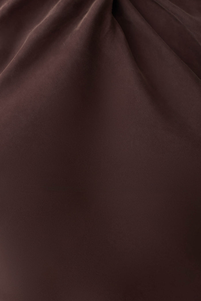 Maggie Cupro Halter Mini Dress - Dark Chocolate
