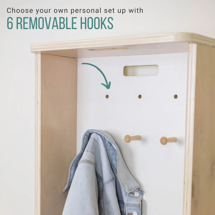 Wooden Montessori Coat Rack and Cubby for Toddlers from Sapiens Child