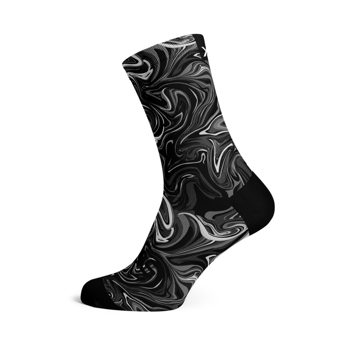 Marble Black Casual Crew Socks