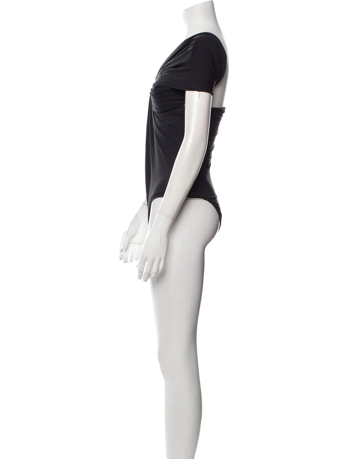 MAXIMILIAN DAVIS Black Disco Draped Sleeveless Bodysuit - House Of Huntington