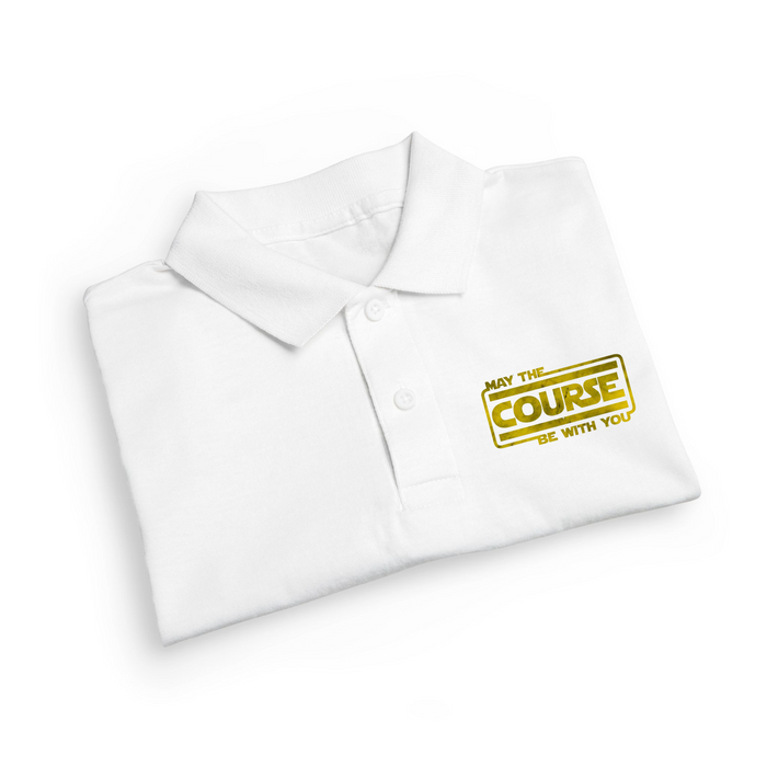May The Course Be With You Polo Shirt – Funny Golf Pun Jersey Polo