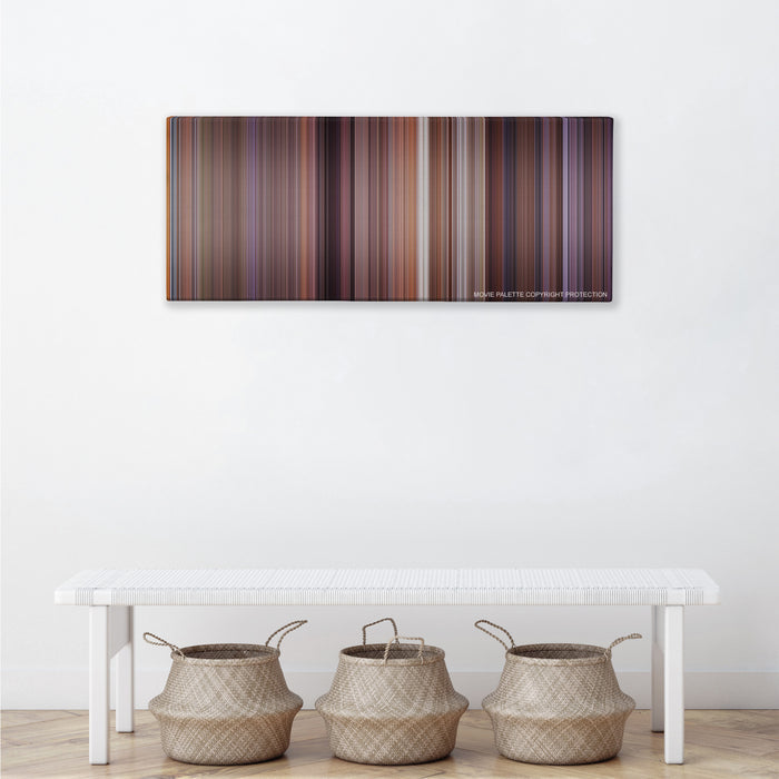 Meet the Parents color palette canvas above a white bench with three woven baskets