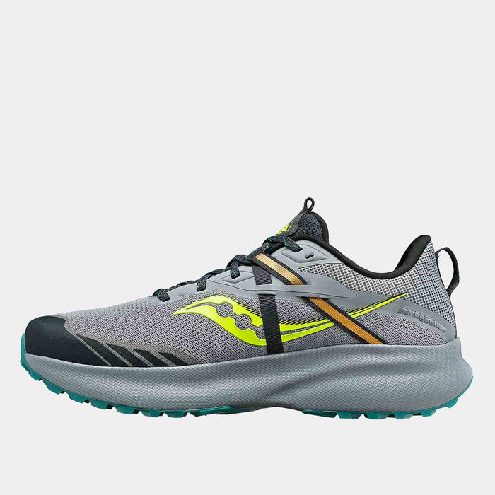 Side medial view of Men's Saucony Ride 15 Trail Running Shoes.