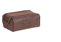faux leather mens wash bag with twin zip opening carry handle and internal compartments
