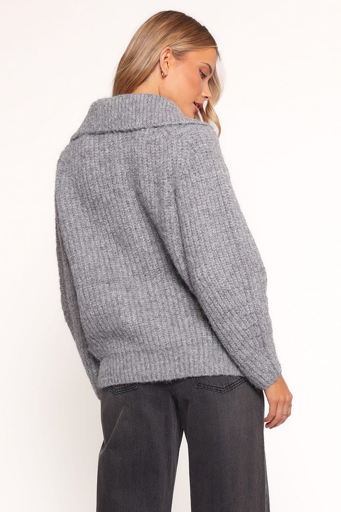 Petal and Pup USA KNITWEAR Miffy Zip Through Cardigan - Grey
