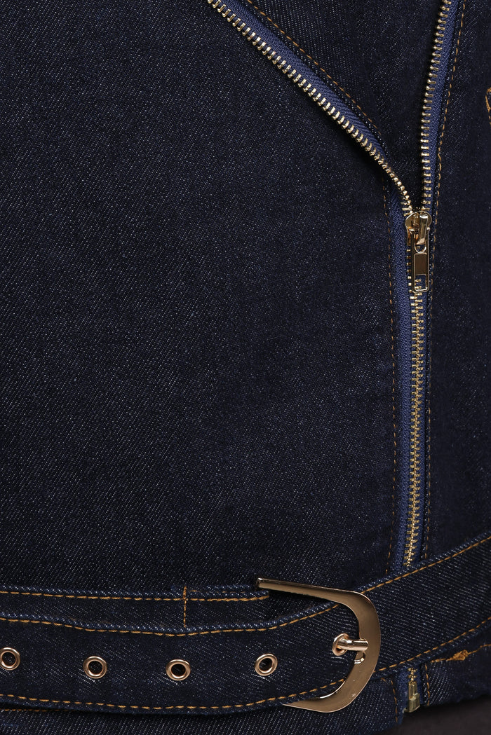Petal and Pup USA OUTERWEAR Mira Denim Moto Jacket - Dark Indigo