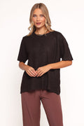 Petal and Pup USA KNITWEAR Morris Short Sleeve Oversized Sweater Tee - Dark Chocolate