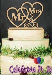 Mr & Mrs in Hearts Cake Topper