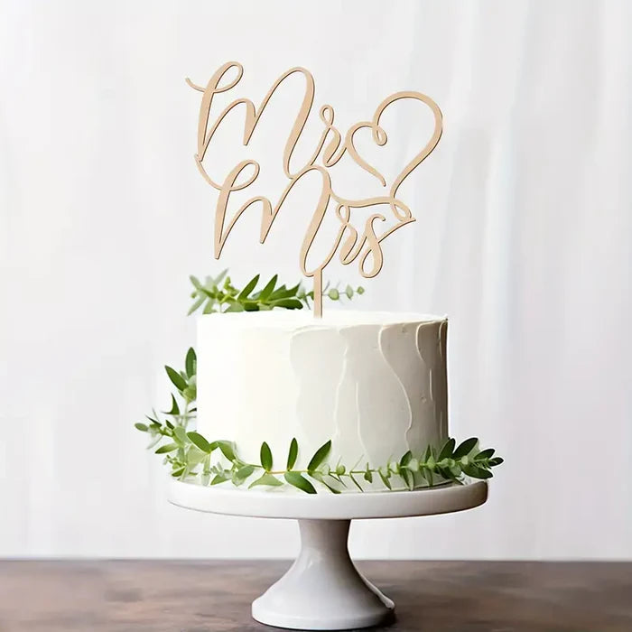 Mr & Mrs in Hearts Cake Topper