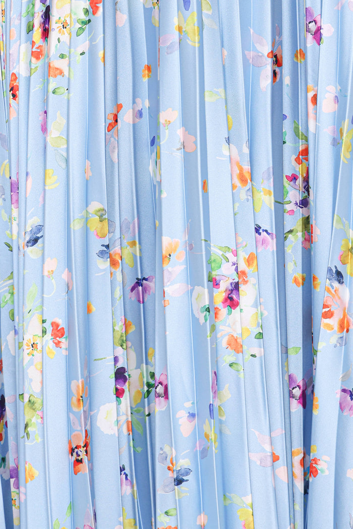 Petal and Pup USA DRESSES Naira Pleated Maxi Dress - Cornflower Blue Floral