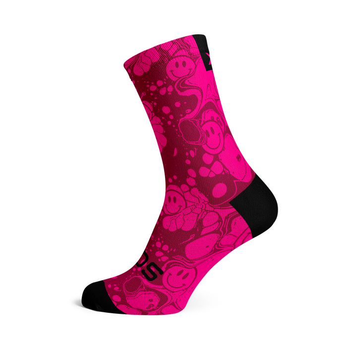 Neon Slide Pink Crew Socks