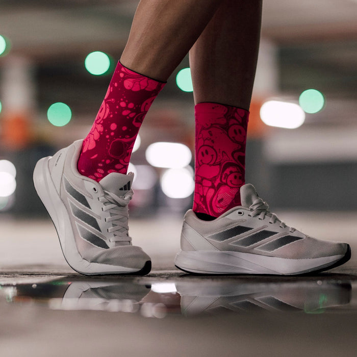 Neon Slide Pink Crew Socks