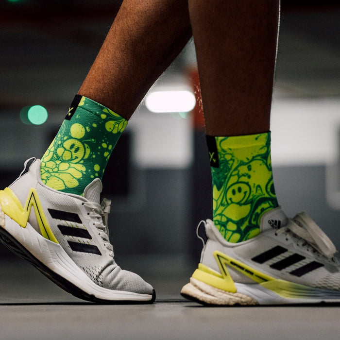 Neon Slide Yellow Crew Socks