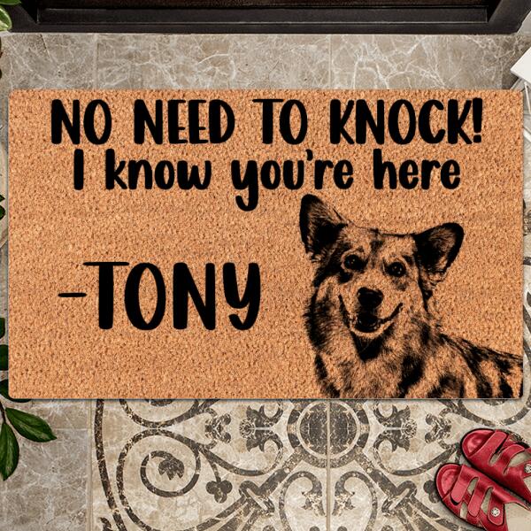 No Need To Knock Dog Mat, Welcome Mat Dog, Rustic Home Decor, Personalized Dog Lover Doormat, Housewarming Gift