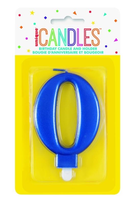 Number Birthday Candle and Holder 1-9 - BLUE
