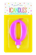 Number Birthday Candle and Holder 1-9 - PINK