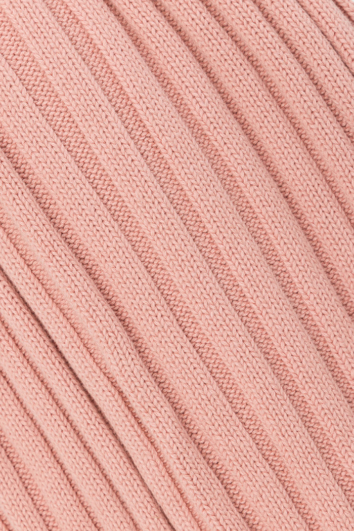 Blush Pink Ribbed Knit High Waist Celine Pants