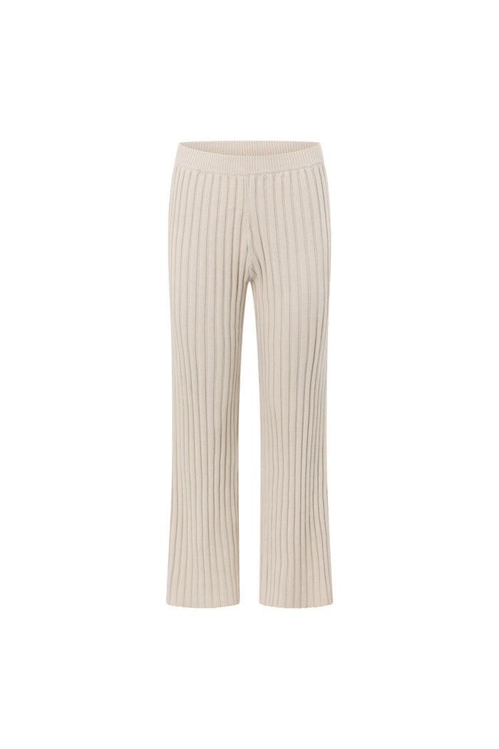 Beige Sand Ribbed Knit Celine Pants