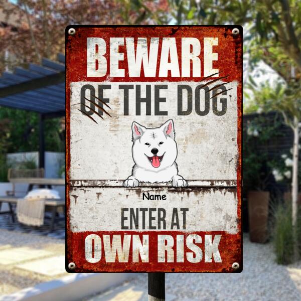 Pawzity Beware Of The Dogs Metal Yard Sign, Gifts For Dog Lovers, Enter At Own Risk Warning Signs