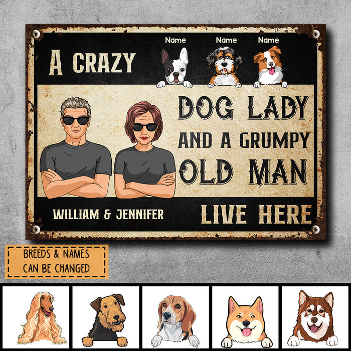 Pawzity Metal Welcome Sign, Gifts For Dog Lovers, Crazy Dog Lady And Grumpy Oldman Live Here
