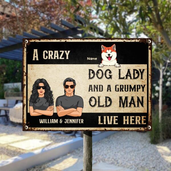 Pawzity Metal Welcome Sign, Gifts For Dog Lovers, Crazy Dog Lady And Grumpy Oldman Live Here