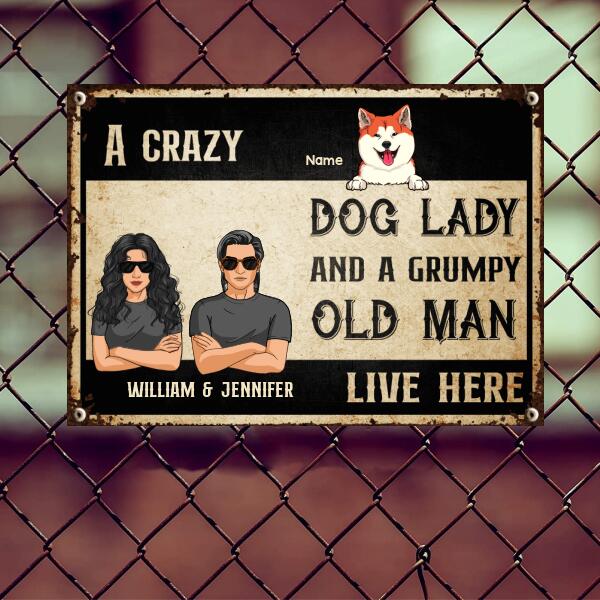 Pawzity Metal Welcome Sign, Gifts For Dog Lovers, Crazy Dog Lady And Grumpy Oldman Live Here