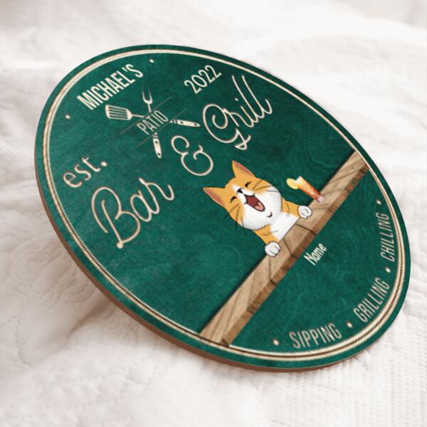 Pawzity Patio Signs, Gifts For Pet Lovers, Patio Bar & Grill Sipping Grilling Chilling Custom Wooden Signs