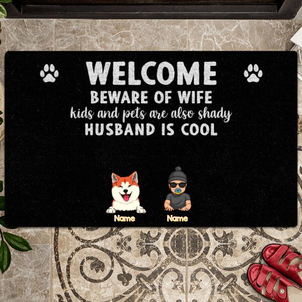 Pawzity Welcome Mat, Gifts For Pet Lovers, Beware Of Kids And Pets Are Also Shady Outdoor Door Mat