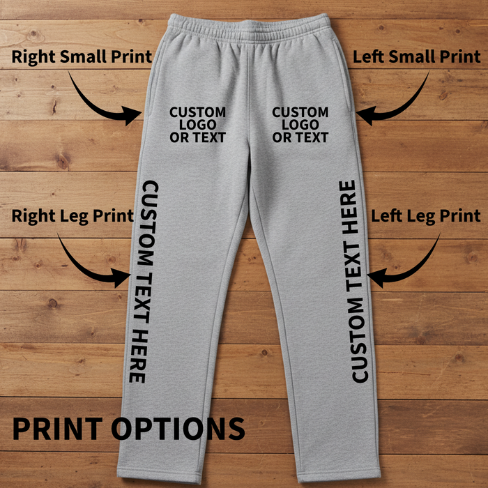 Pennant Open Bottom Sweatpants - Add Your Text or Logo