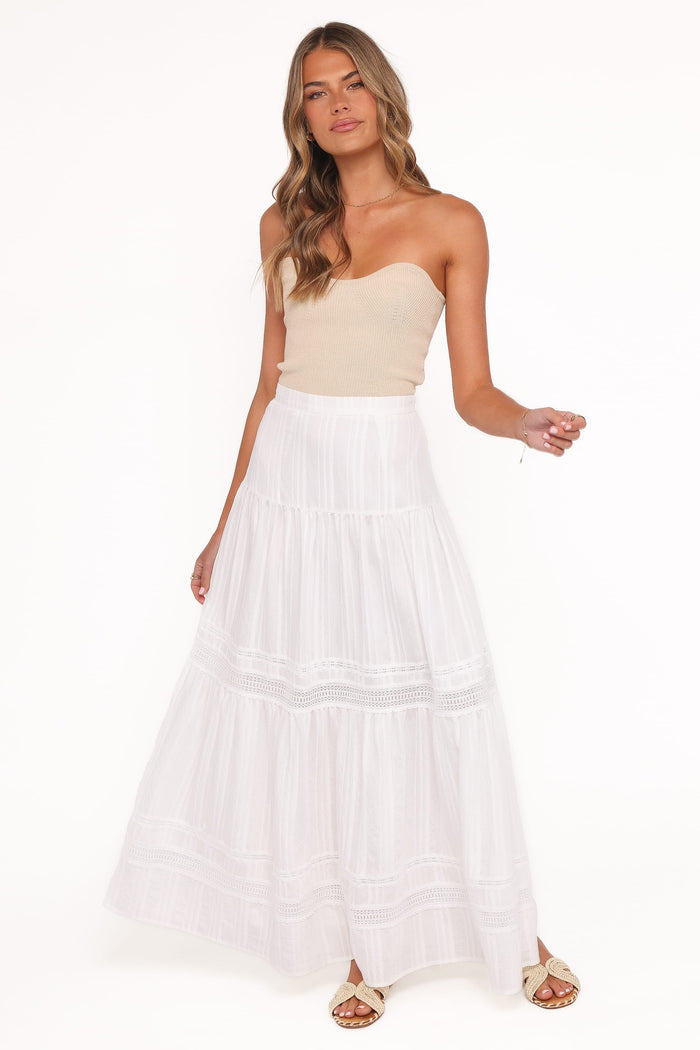 Petal and Pup USA BOTTOMS Peony Maxi Skirt - White