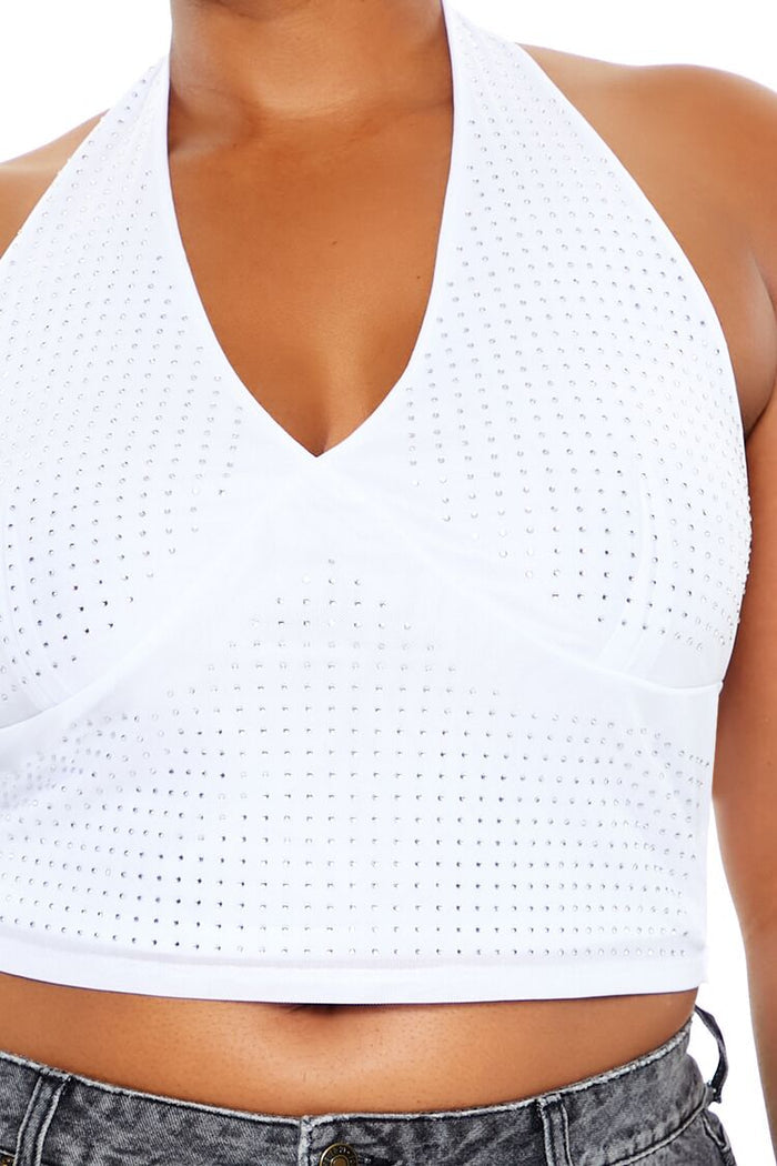 Plus Size Rhinestone Halter Top