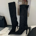Pointed Toe Black Knee High Boots for Women – Chic & Stylish