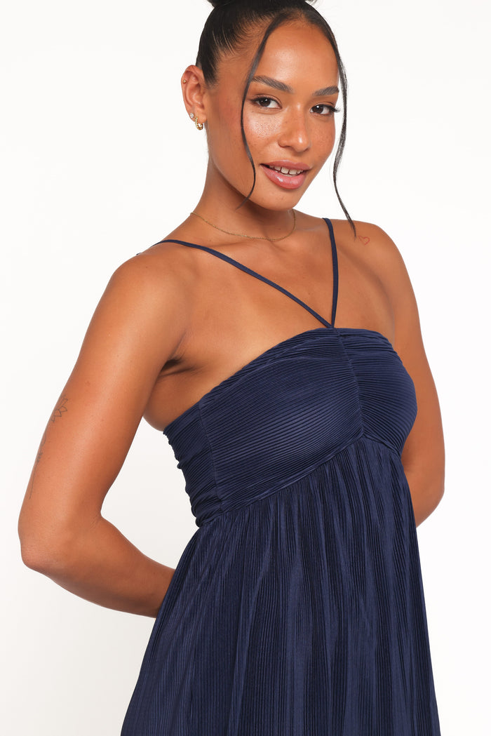 Petal and Pup USA DRESSES Polly Halterneck Maxi Dress - Navy