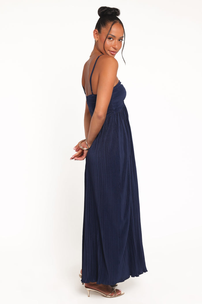 Petal and Pup USA DRESSES Polly Halterneck Maxi Dress - Navy