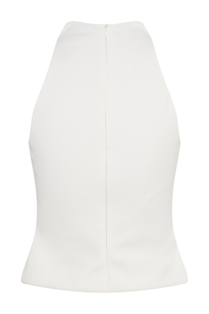 Portia Scuba Sleeveless Top - White