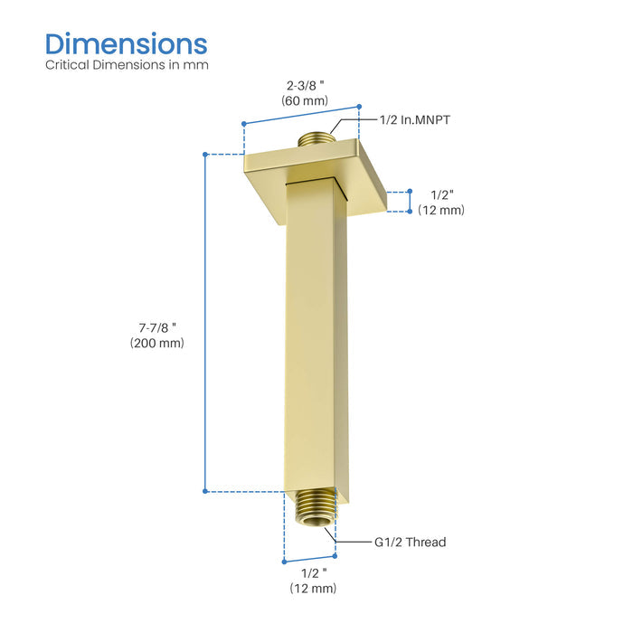 Quadra 8" Ceiling Mounted Shower Arm - SA0801