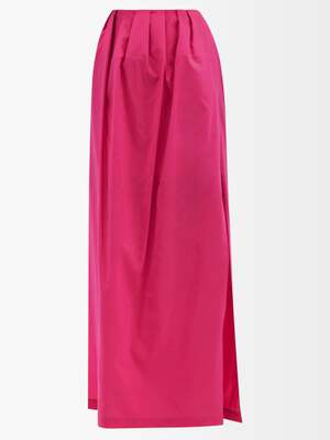 RAEY Gathered-Waist Side-Slit Taffeta Maxi Skirt - House Of Huntington