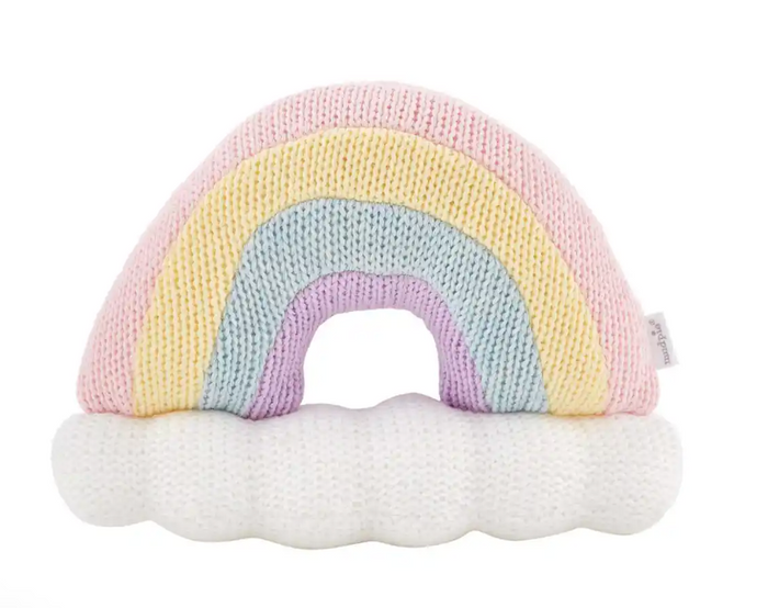 Rainbow Knit Rattle - Pine & Moss