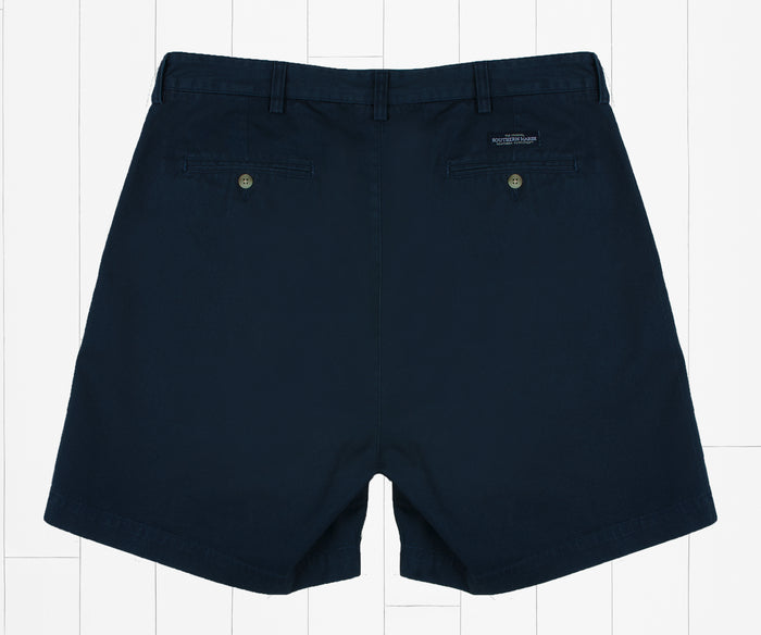 Colonial Navy | Regatta Short | 6in. | Pleated | Mens Shorts | Back