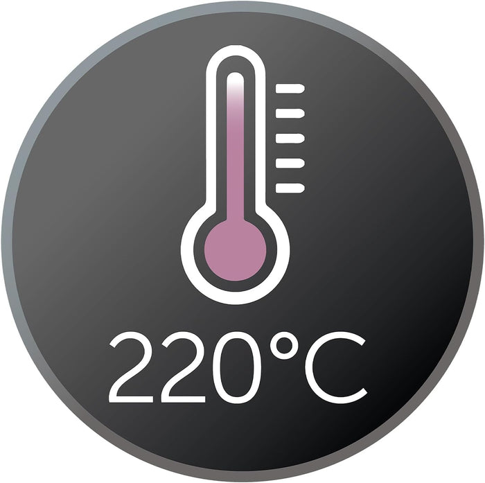 220°C heat icon highlighting the Remington Ceramic Slim 220 Hair Straightener maximum styling temperature.