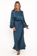 Petal and Pup USA DRESSES Remora Long Sleeve Midi Dress - Teal