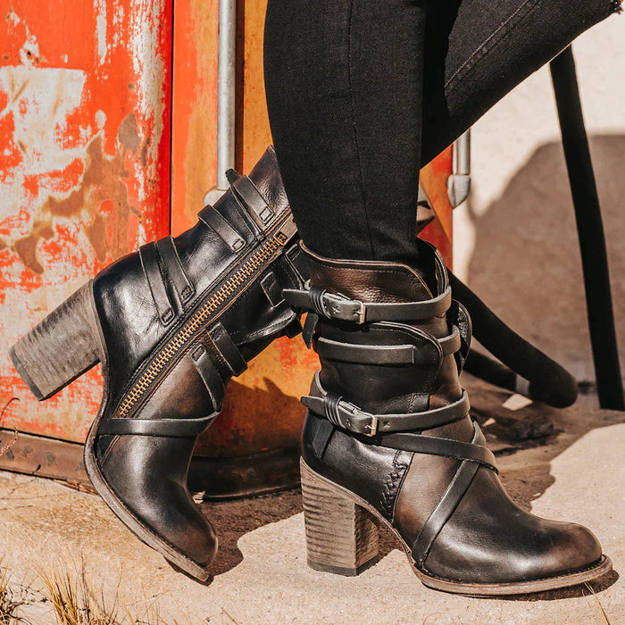 Retro Belt Buckle Boots for Women – Stylish & Comfortable